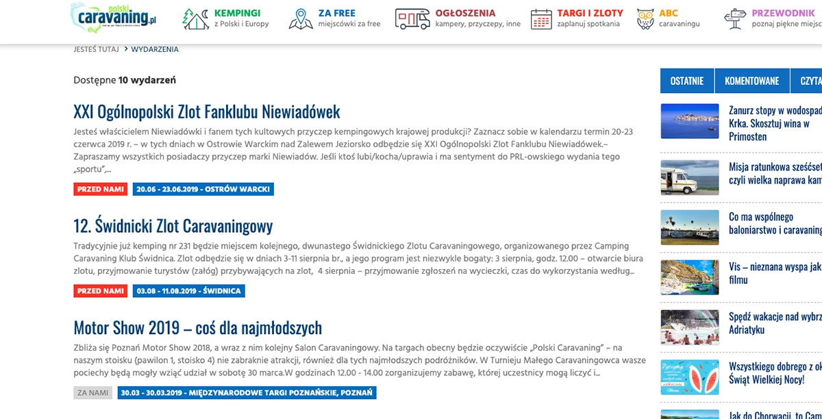 Zmodyfikowaliśmy dział Targi i Zloty