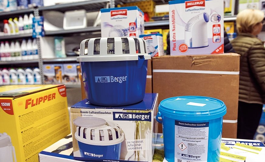 Osuszacz Berger pracuje na specjalnym granulacie, który absorbuje wilgoć