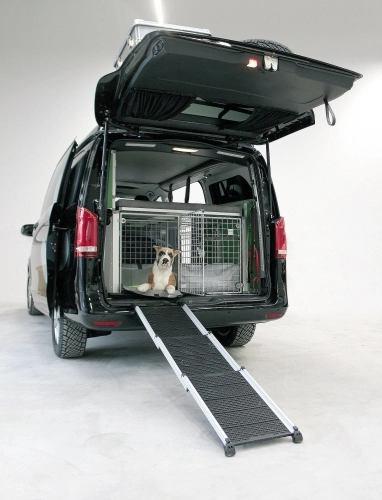 Aby ułatwić psu wejście i wyjście z kampera, przygotowano dla niego specjalną, rozkładaną rampę - zdjęcie 3