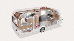 Ściany boczne o grubości 31 mm, opatentowany sandwicz Tabbert Komfort-Dach i mrozoodporna podłoga (grubości 47 mm) zapewniają niedoścignioną izolację (także akustyczną) przyczep Cellini, Paganini, Rossini, Da Vinci, PEP, Vivaldi i Puccini - zdjęcie 2