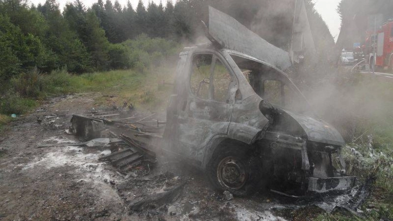 Pożar kampera w Muszynce