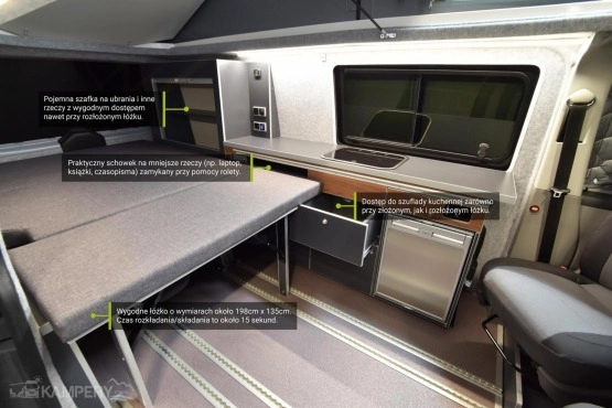                         Volkswagen T6 r.2018 wersja long – zabudowa kamper flex - wynajem, Kraków - zdjęcie 6
                        