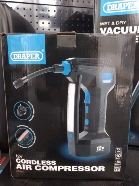                         DRAPER Tools Kompresor/Pompka/Latarka bezprzewodowy akumulatorowy 12V 10bar - zdjęcie 1
                        