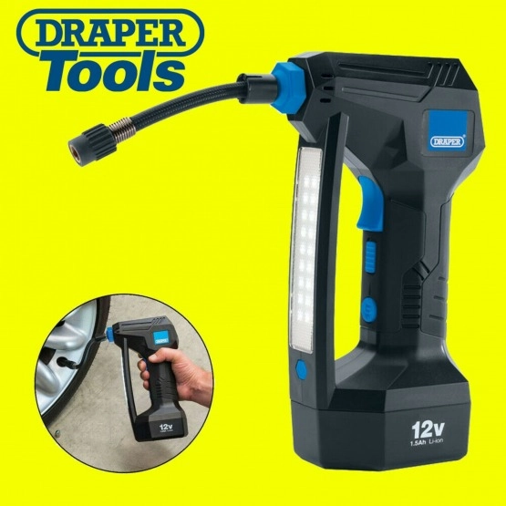                         DRAPER Tools Kompresor/Pompka/Latarka bezprzewodowy akumulatorowy 12V 10bar - zdjęcie 9
                        