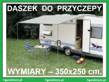                         DASZEK UNIWERSALNY DO POJAZDÓW KEMPINGOWYCH • PRZEDSIONEK • OSŁONA • MARKIZA / WYMIARY 350 x 250 cm. - zdjęcie 2
                        
