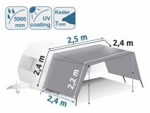                         DASZEK UNIWERSALNY ZE ŚCIANKAMI BOCZNYMI DO PRZYCZEPY KEMPINGOWEJ • PRZEDSIONEK • OSŁONA • MARKIZA / WYMIARY 220 + 250 + 220 x 240 cm. - zdjęcie 5
                        