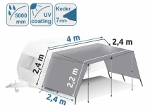                         DASZEK UNIWERSALNY ZE ŚCIANKAMI BOCZNYMI DO PRZYCZEPY KEMPINGOWEJ • PRZEDSIONEK • OSŁONA • MARKIZA / WYMIARY 220 + 400 + 220 x 240 cm. - zdjęcie 10
                        