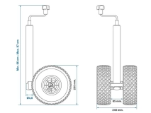                         KOŁO PODPOROWE MANEWROWE PODWÓJNE DO PRZYCZEPY KEMPINGOWEJ LUB TOWAROWEJ / OBCIĄŻENIE STATYCZNE DO 300 KG. - zdjęcie 5
                        