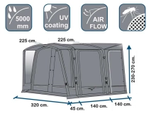                         PRZEDSIONEK UNIWERSALNY LEKKI DO POJAZDÓW KEMPINGOWYCH TYPU KAMPER MONTOWANY DO MARKIZY • NAMIOT • OSŁONA • DASZEK • MARKIZA / WYMIARY 320 x 325 x 230÷270 cm. - zdjęcie 12
                        