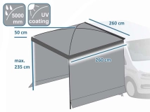                         DASZEK UNIWERSALNY LEKKI ZE SCIANKAMI BOCZNYMI DO POJAZDÓW KEMPINGOWYCH TYPU MINI BUS LUB VAN • PRZEDSIONEK • OSŁONA • MARKIZA / WYMIARY 260 x 260 x 230 cm. - zdjęcie 11
                        