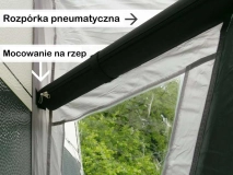                         PRZEDSIONEK • MARKIZA • DASZEK UNIWERSALNY ZE STALAŻEM PNEUMATYCZNYM NAD DRZWI PRZYCZEP KEMPINGOWYCH LUB KAMPERA / WYMIARY 180 x 80 x 200 cm. - zdjęcie 3
                        