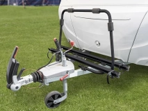                         PLATFORMA TRANSPORTOWA • BAGAŻNIK DO TRANSPORTU ROWERÓW MONTOWANY NA DYSZEL PRZYCZEPY KEMPINGOWEJ / MIEJSCE NA 2 ROWERY /  OBCIĄŻENIE DO 40 KG. - zdjęcie 1
                        