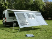                         ŚCIANKA UNIWERSALNA PRZEDNIA Z OKNAMI TYPU SUN+WIND+RAIN BLOCKER DO MARKIZY W POJAZDACH KEMPINGOWYCH • OSŁONA • MARKIZA / WYMIARY 280 x 200 CM. / RÓŻNE DŁUGOŚCI - zdjęcie 2
                        