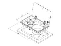                         KUCHENKA GAZOWA JEDNO-PALNIKOWA ZE ZLEWOZMYWAKIE Z PRAWEJ STRONY I POKRYWĄ Z HARTOWANEGO SZKŁA DO PRZYCZEPY KEMPINGOWEJ LUB KAMPERA - 2W1 / MATERIAŁ - STAL NIERDZEWNA A2 (AISI 304) + SZKŁO - zdjęcie 4
                        