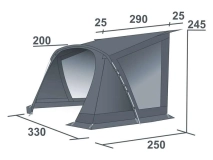                         DASZEK UNIWERSALNY DO PRZYCZEPY KEMPINOWEJ • PRZEDSIONEK OTWARTY LEKKI DO POJAZDÓW KEMPINGOWYCH • NAMIOT • OSŁONA • MARKIZA / WYMIARY - 330 x 250 x 245 CM. / POWIERZCHNIA PODŁOGI - 8,20 m² - zdjęcie 13
                        