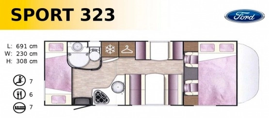                         KAMPER CAMPER BENIMAR SPORT 323 7 OSÓB MODEL 2019 - zdjęcie 10
                        