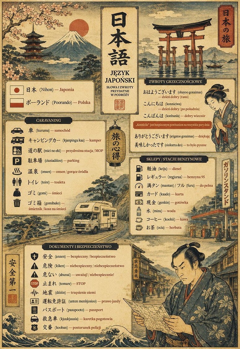 Wycieczka do Japonii. Sakura za oknem kampera 24